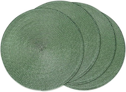 AHHFSMEI Round Braided Placemats 15 Inch Round Table Mats for Dining Tables Natural Woven Heat Resistant Place mats Set of 4 (Olive Green,4)