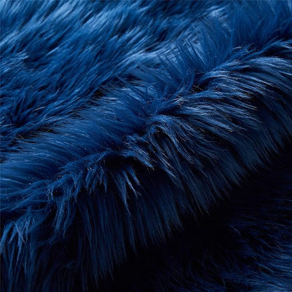 EasyJoy Ultra Soft Fluffy Shaggy Area Rug Faux Fur Rug Chair Cover Seat Pad Fuzzy Area Rug for Bedroom Floor Sofa Living Room (2 x 6 ft Sheepskin, Dark Blue)