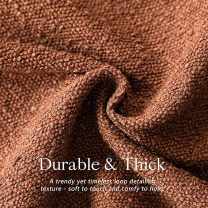 Foindtower Decorative Textured Boucle Throw Pillow Covers Accent Solid Pillow Cases Neutral Soft Cozy Couch Cushion Case for Chair Sofa Bedroom Living Room Home Decor 24x24 Inch,1PC,Burnt Orange Hazel