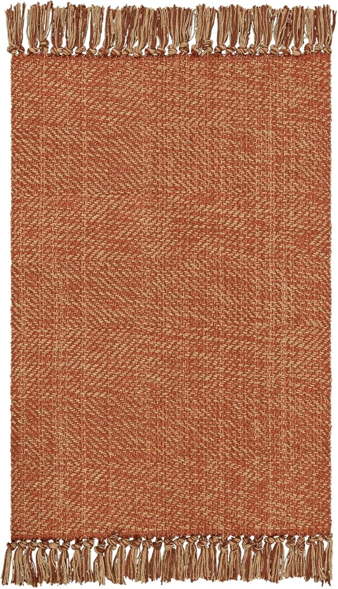 Collive Long Hallway Runner Rug 2.6' x 8', Washable Runners Indoor Entryway Rugs, Terracotta Braided Woven Kitchen Carpets Low-Profile Front Door Floor Carpet for Laundry Room Bedroom