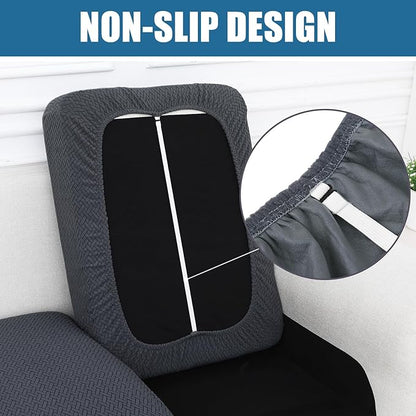 Smiry Waterproof Couch Cushion Covers, Stretch Jacquard Sectional Couch Covers, L Shape Chaise Lounge Sofa Slipcover, Washable Elastic Furniture Protector for Pets, Kid (Medium, Dark Grey)