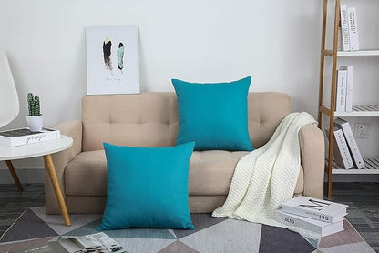 TangDepot Set of 2 Handmade Decorative Solid 100% Cotton Canvas Throw Pillow Covers/Cushion Covers, 45 Colors Available - (20"x20" 2 Pieces, Blue Ashes)