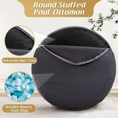 AS AWESLING Round Ottoman Foot Rest Pouf for Living Room Couch - Soft Plush Hassock