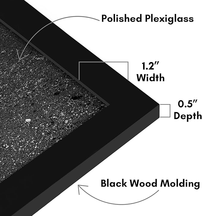 Americanflat 16x25 Poster Frame with Polished Plexiglass - Black Picture Frame - Wide Photo Frames Made of Engineered Wood for Vertical or Horizontal Wall Display - Epic Collection - Black
