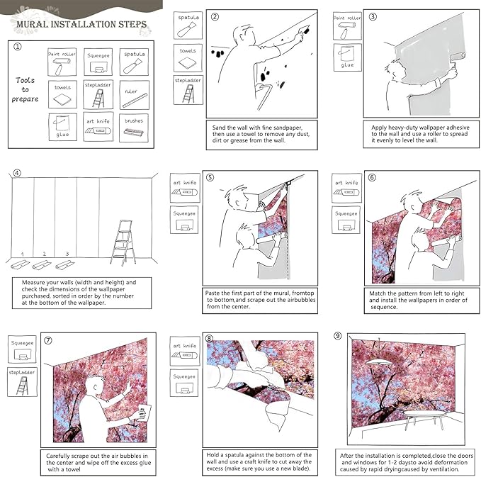 AFZEVEB-Pink Flower Wallpaper Natural Landscape Floral Wall Mural for Bedroom 114"x74"(Not Peel and Stick)
