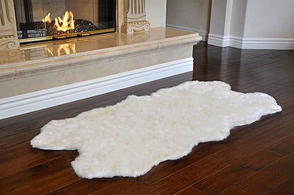 Nouvelle Legende Faux Fur Sheepskin Rug, Ultra-Soft Long Narrow Decorative Runner for Hallway, Bedroom, or Entryway, Warm in Winter, Cool in Summer, Easy Care, Neutral Color, Quattro