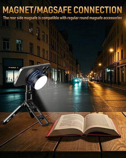 Dual Magnetic Phone Tripod Foldable Double Magnet Mount Pocket Cell Phone Stand for iPhone 16/15/14/13/12 Plus Max for Ipad Travel Gym Magnetic Tripod [US Patent Registered]