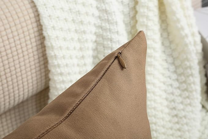 TangDepot Handmade Decorative Solid 100% Cotton Canvas Throw Pillow Covers/Cushion Covers, 45 Colors Available - (20" x20" , Light Coffee, 2 Count (Pack of 1))