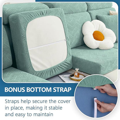 hyha Individual Couch Cushion Covers, Stretch Magic Sofa Seat Cushion Covers Washable, Dog Couch Sofa Slipcover for Pets, Kid with Elastic Bottom(Medium, Green)