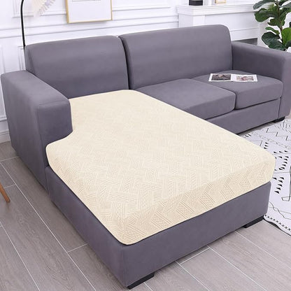 hyha Couch Cushion Covers, Stretch Sofa Seat Cushion Slipcover, Sectional Couch Covers L Shape with Elastic Bottom for Sectional Sofa(Chaise, Beige)
