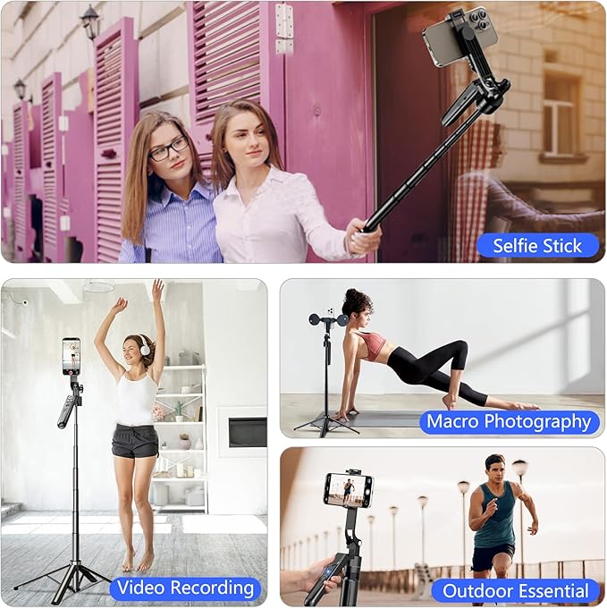 Auto Face Tracking Selfie Stick Tripod for iPhone with Light 70.9" Phone Camera Tripod Stand 360 Rotation Follows Your Movement with Remote for Content Creator Vlog Live Stream Video Record