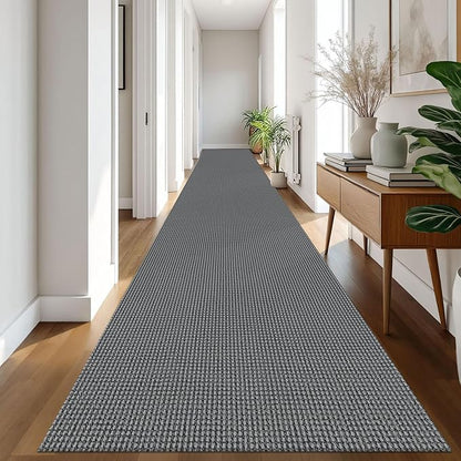 IOHOUZE Washable Exrea Long Hallway Runner Rug 3x20 Non Slip Rubber Backed Kitchen Runner Entryway Runner Indoor, Woven Rugs Floor Carpet for Kitchen Hall Entryway Stair, Dark Grey