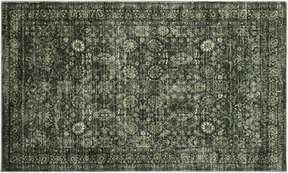 Morebes Vintage Throw Rugs, 3x5 Washable Rug Non Slip, Soft Area Rug for Bedroom, Distressed Non-Shedding Floral Rug for Entryway Bathroom Kitchen Foyer Bedside Playroom Christmas Decor,Dark Green