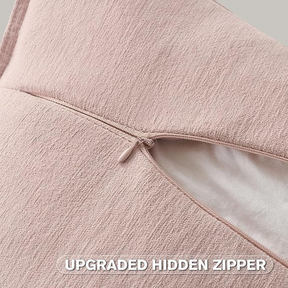 FUTEI Pink Chenille Throw Pillow Covers 20x20 Inch Set of 2,Edges Double-Stitched Cushion Cases,Modern Home Decor for Couch Living Room