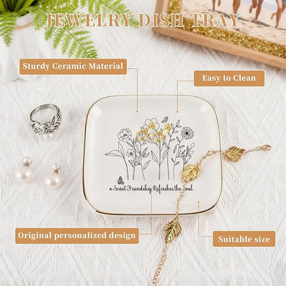 Christian Jewelry Dish Gifts for Women,Personalized Confirmation Jewelry Tray Gifts for Teen Girls，Baptism Gifts for Girl with Bible Verse for Birthdays Christmas (Friendship)