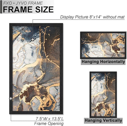 Engineered Wood 8x14 Picture Frame Set of 6, Black Frame for 8 x 14 Inch Picture Poster Photo, Light Weight 8 by 14 Frame with Wood-grain for Wall - 6 Pack/Black/8"x14"