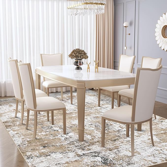 6x9 Area Rugs for Living Room, Washable Modern Abstract Large Area Rug Neutral Soft Non Slip Kids Rug Stain Resistant Indoor Carpet for Bedroom Nursery Dining Room Playroom Home Office(Beige, 6'x9')