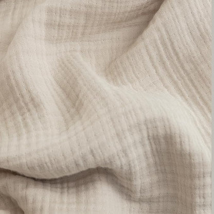 FOSSA Muslin Blanket with Fringe - 4-Layer 100% Cotton Gauze Super Soft & Breathable Throw -Lightweight Decorative Cooling Blanket for Bed, Sofa, Office (Beige, Queen (90" × 90"))