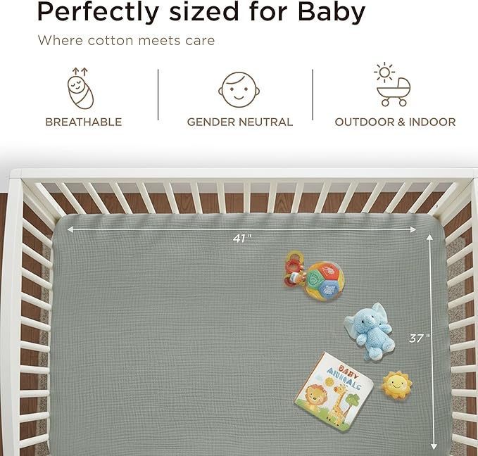 Threadmill Muslin Baby Blanket | 4 Layer Swaddle Blankets for Newborns| Multi-Use Muslin Blankets 41 x 37| Ultra-Soft Breathable Baby Wrap for Boys & Girls| Registry Essential| Scottish Grey