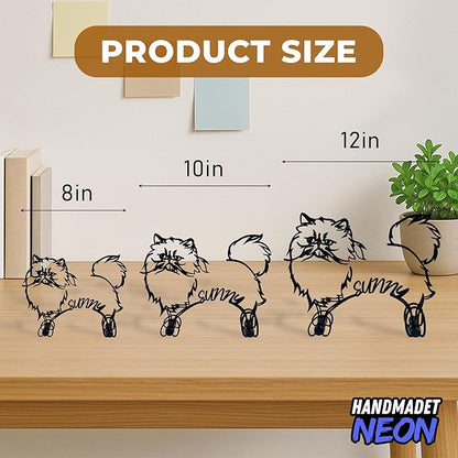 Personalized Persian Cat Minimalist Metal Line Art Sculpture Custom Name Abstract Figurine Desk Decor Wall Art Cat Enthusiasts Living Room Bedroom Gift For Birthday Anniversary