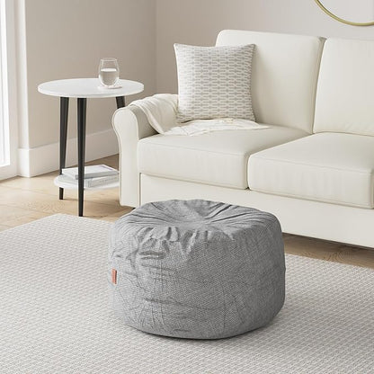 CordaRoy's Chenille Bean Bag Pouf Footstool - Washable Fabric Ottoman Cover with Durable Foam Insert - Versatile Footrest for Basement, Living Room, Office - 26" x 17" - Charcoal | Made in The USA
