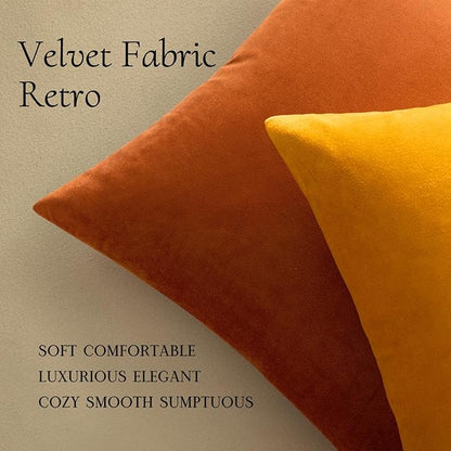 MIULEE Pack of 2 Rust Pillow Covers 18x18 Inch Decorative Velvet Throw Pillow Covers Modern Soft Couch Throw Pillows Farmhouse Home Decor for Sofa Bedroom Living Room