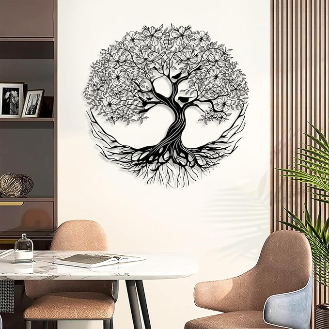 Yemwot Metal Tree of Life Wall Decor, Circle of Life Metal Tree Wall Art, Branch Art, Spiritual Decor, Modern Sculpture Decoration, Living Room Bedroom Decoration (Gold-Tree 5, 18"x 18"| 47x47cm)
