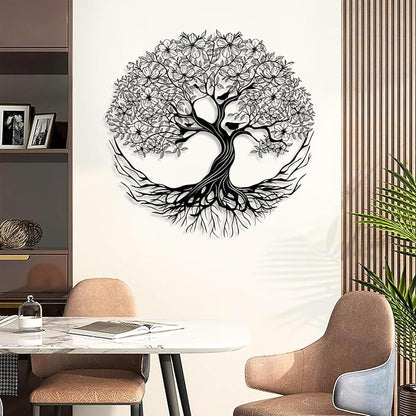 Yemwot Metal Tree of Life Wall Decor, Circle of Life Metal Tree Wall Art, Branch Art, Spiritual Decor, Modern Sculpture Decoration, Living Room Bedroom Decoration (Sliver-Tree 5, 18"x 18"| 47x47cm)