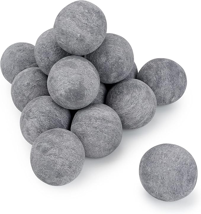 Stanbroil Ceramic Balls - 3” Round Fire Stones for Fire Pit Fire Bowl and Fireplace - Set of 15, Gray