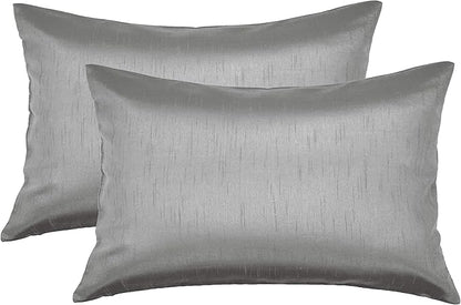 Aiking Home 12x18 Inches Faux Silk Rectangular Throw Pillow Cover, Zipper Closure, Charcoal (Set of 2)