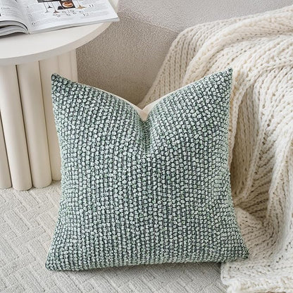 Striped Throw Pillow Covers 20x20 Set of 2 Green Textured Boucle Chic Morden Boho Accent Farmhouse Square Decorative Couch Pillow Covers for Home Decor Bed Sofa Living Room