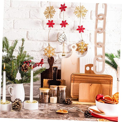 SHINEOFI Wood Chain Link Decor Minimalist Ornament for Decoration Rustic Pine Design for Shelves and Dining Tables Unique Interlocking Knot Style