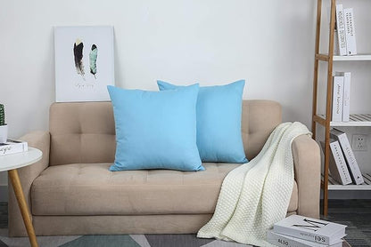 TangDepot Handmade Decorative Solid 100% Cotton Canvas Throw Pillow Covers/Pillow Shams, (12"x12", Sky Blue)