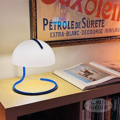 Lotus Atelier Blue Bauhaus Light | Retro Mushroom Table Lamp for Room Aesthetic Modern Lighting for Bedroom | Mid Century Modern | Living Room Decor & Bedroom Decor (10.5" H x 9.5" W) (Blue)
