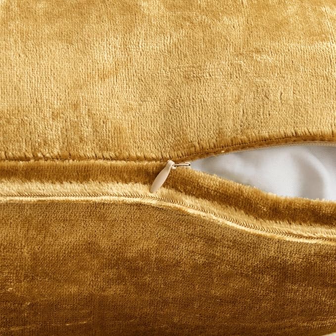 MIULEE Fall Pack of 2 Dark Gold Decorative Velvet Throw Pillow Cover Soft Pillowcase Solid Square Cushion Case for Sofa Bedroom Car 20x20 Inch 50x50 cm