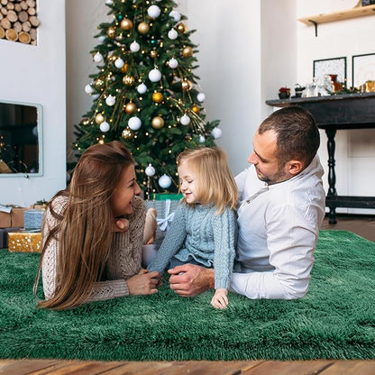 Large 9x12 Area Rugs for Living Room, Ultra Soft Shag Living Room Rug Thick Fluffy Rug for Bedroom, Plush Fuzzy Carpet for Girls Boys Kids Room Non Slip Dorm for Home Decor Aesthetic, Dark Green