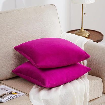 GIGIZAZA Hot Pink Pillow Covers 16x16 Throw Pillows Velvet Decorative Sofa Couch Pillow Covers Bedroom Cushion Pillowcase