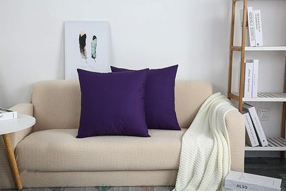 TangDepot Handmade Decorative Solid 100% Cotton Canvas Throw Pillow Covers/Pillow Shams, (28" x28" , Purple, 1 Count (Pack of 1))