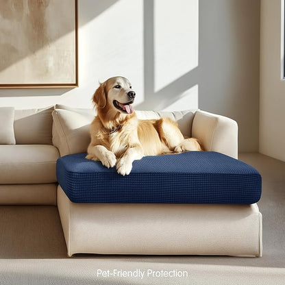 Hokway Stretch Chaise Cover Individual Couch Cushion Slipcovers Reversible Cushion Protector Slipcovers Sofa Cushion Protector Covers (Chaise Cover, Darkblue)