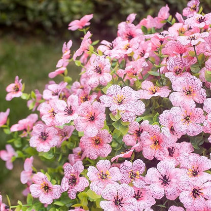 Pink Artificial Outdoor Flowers 12 Bundles Vibrant Wild Flowers Silk Daisy Faux Floral Plants Arrangements for Porch, Yard, or Flower Bed Decor (Pink Daisy)