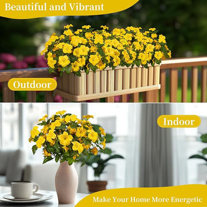 19 Inch Artificial Flowers for Outdoor Indoor Garden Home Decoration,Faux Flower for Home Office Garden Patio Balcony 4 Bundles (Yellow)