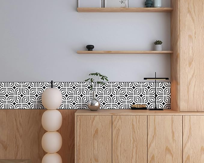 FLFK Wallpaper Border - Black and White Peel and Stick Wall Borders Decal Trim Geometric Pattern 9" x 240"