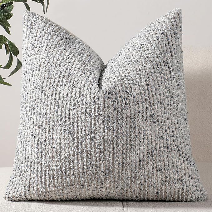 18x18 Blue Throw Pillow Cover Textured Boucle Striped Chic Morden Boho Accent Farmhouse Square Decorative Couch Pillow Cover for Home Decor Bed Sofa Living Room