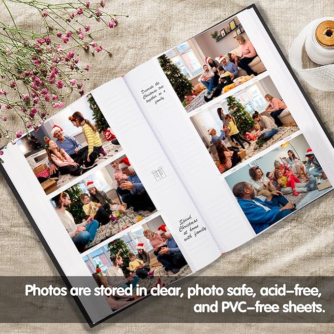 XFveiwoo Photo Album 4x6 450 Photos with Writing Space,4 x 6 Photo Book Linen Cover with Front Window, 4x6 Picture Album 450 Photos Photo Album Book for Wedding Kids Travel Family Baby Pictures, Black