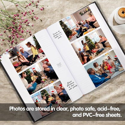 XFveiwoo Photo Album 4x6 450 Photos with Writing Space,4 x 6 Photo Book Linen Cover with Front Window, 4x6 Picture Album 450 Photos Photo Album Book for Wedding Kids Travel Family Baby Pictures, Black