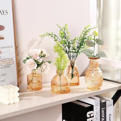 Glass Bud Vases Set of 48, Amber Small Vases for Centerpieces, Small Glass Vase for Flowers, Vintage Bud Vase in Bulk for Wedding, Party, Events, Reception, Home Decor