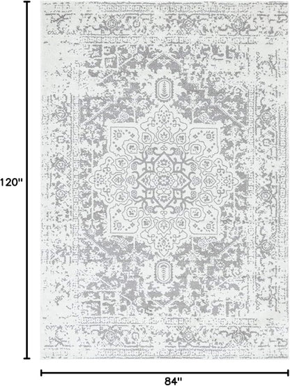 Rugs.com Arlington Collection Rug – 7' x 10' White Medium-Pile Rug Perfect for Living Rooms, Large Dining Rooms, Open Floorplans