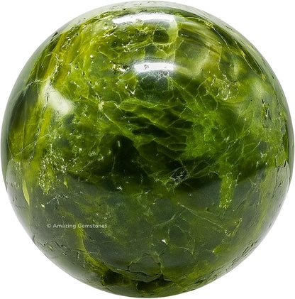 Amazing Gemstone Green Tourmaline in Matrix Ball with Stand - 1.5 Inches Crystal Sphere Meditation Balls for Witchcraft and Decorative Balls