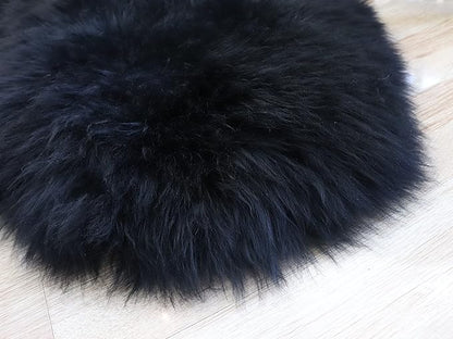 Woolous Sheepskin Rug 4x6 – Genuine New Zealand Large Quad Real Natural Lambskin Area Rug Carpet for Bedroom, Living Room, and Nursery Décor（Black,Quad pelt 4x6）