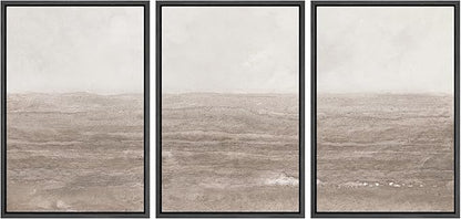 MUDECOR Framed Wall Art Print Set Neutral Textured Seascapes Subtle Tones Illustrations Modern Art Boho Decorative Colorful Chic for Living Room, Bedroom, Office - 16"x24"x3 Black